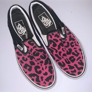 Vans classic slip ons pink leopard sneakers